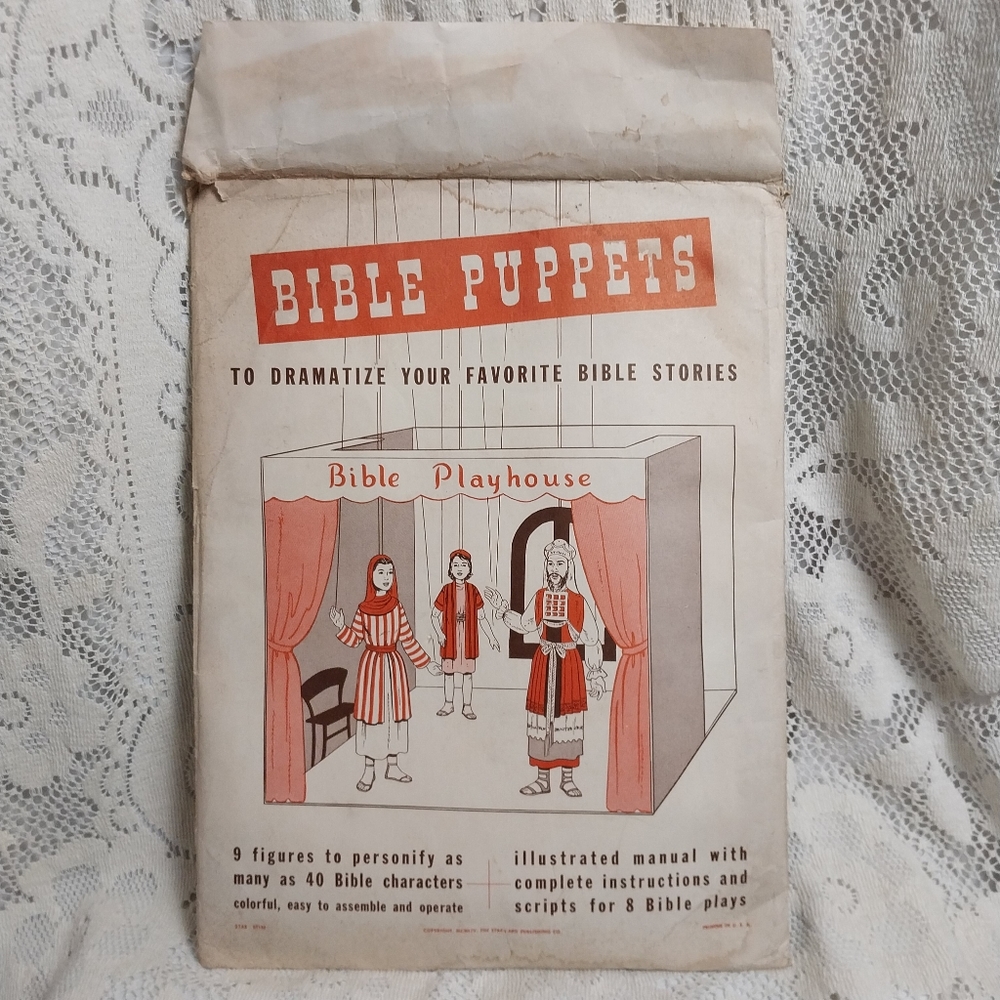 1953 Bible Puppets Paper Marionette Puppet Playhouse Kit Standard Publishing